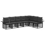 Outdoor-Sofagarnitur 7 pcs Schwarz und Dunkelgrau Polyester