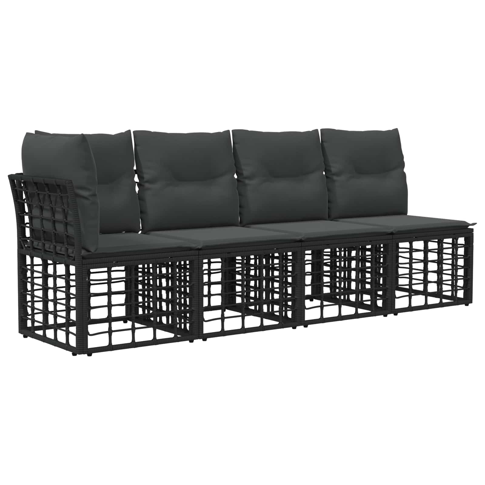 Outdoor-Sofagarnitur 8 pcs Schwarz und Dunkelgrau Polyester