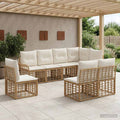 Outdoor-Sofagarnitur 8 pcs Natürlich und Cremweiß Polyester