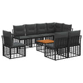Outdoor-Sofagarnitur 9 pcs Schwarz und Dunkelgrau Polyester