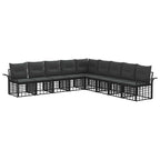 Outdoor-Sofagarnitur 9 pcs Schwarz und Dunkelgrau Polyester