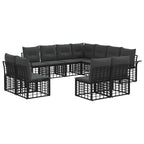 Outdoor-Sofagarnitur 11 pcs Schwarz und Dunkelgrau Polyester