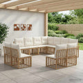 Outdoor-Sofagarnitur 11 pcs Natürlich und Cremweiß Polyester