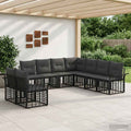 Outdoor-Sofagarnitur 9 pcs Schwarz und Dunkelgrau Polyester