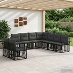 Outdoor-Sofagarnitur 9 pcs Schwarz und Dunkelgrau Polyester