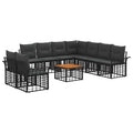 Outdoor-Sofagarnitur 10 pcs Schwarz und Dunkelgrau Polyester