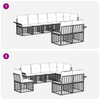 Outdoor-Sofagarnitur 8 pcs Schwarz und Dunkelgrau Poly-Rattan