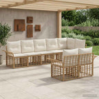 Outdoor-Sofagarnitur 8 pcs Natürlich und Cremweiß Poly-Rattan