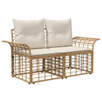 Outdoor-Sofagarnitur 9 pcs Natürlich und Cremweiß Poly-Rattan