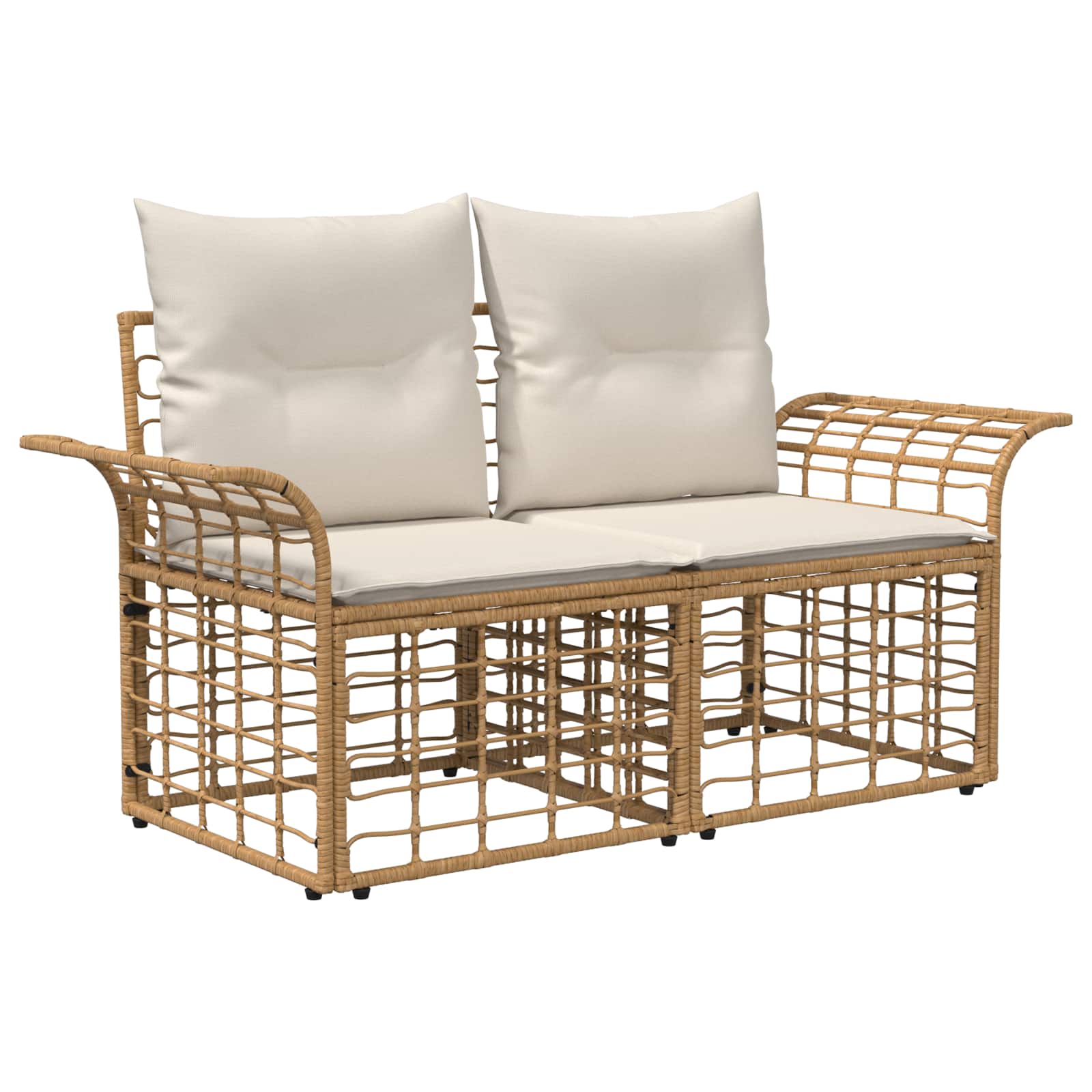 Outdoor-Sofagarnitur 9 pcs Natürlich und Cremweiß Poly-Rattan