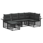 Outdoor-Sofagarnitur 6 pcs Schwarz und Dunkelgrau Polyester