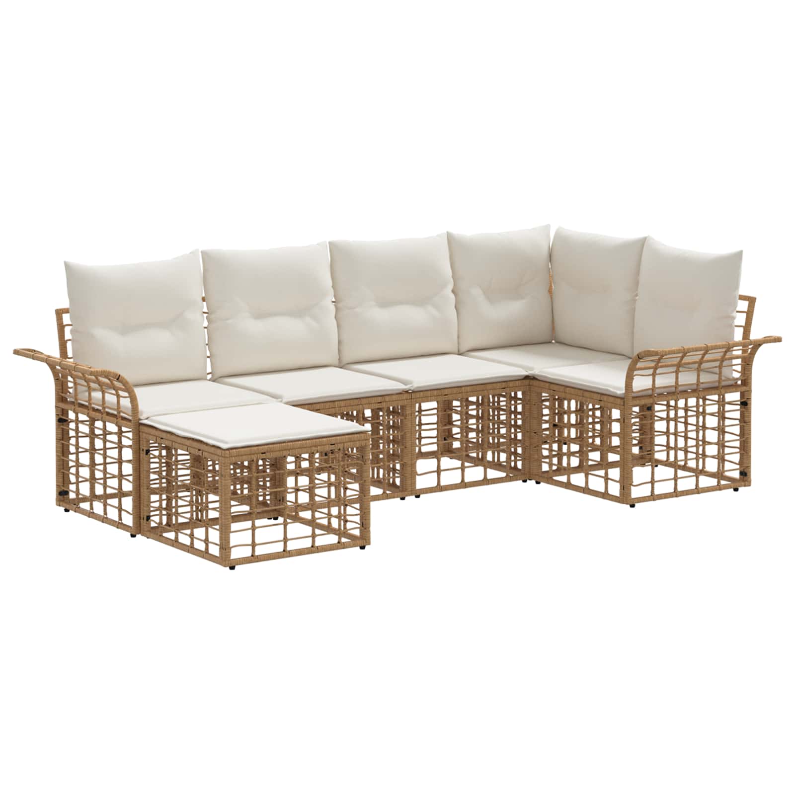 Outdoor-Sofagarnitur 6 pcs Natürlich und Cremweiß Polyester