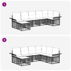 Outdoor-Sofagarnitur 7 pcs Natürlich und Cremweiß Polyester