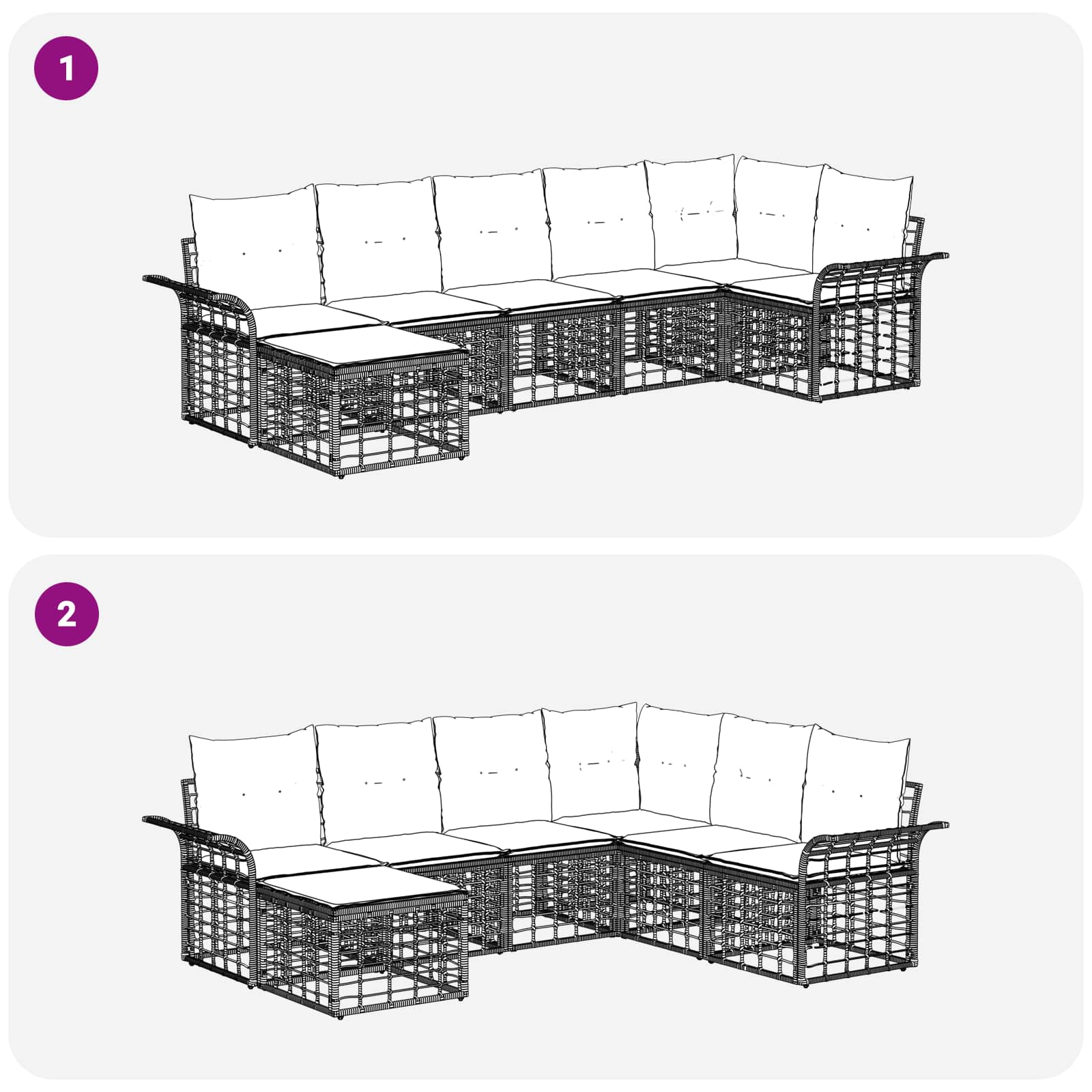 Outdoor-Sofagarnitur 7 pcs Natürlich und Cremweiß Polyester