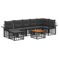 Outdoor-Sofagarnitur 8 pcs Schwarz und Dunkelgrau Polyester