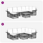 Outdoor-Sofagarnitur 8 pcs Natürlich und Cremweiß Polyester