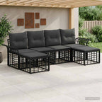Outdoor-Sofagarnitur 6 pcs Schwarz und Dunkelgrau Polyester