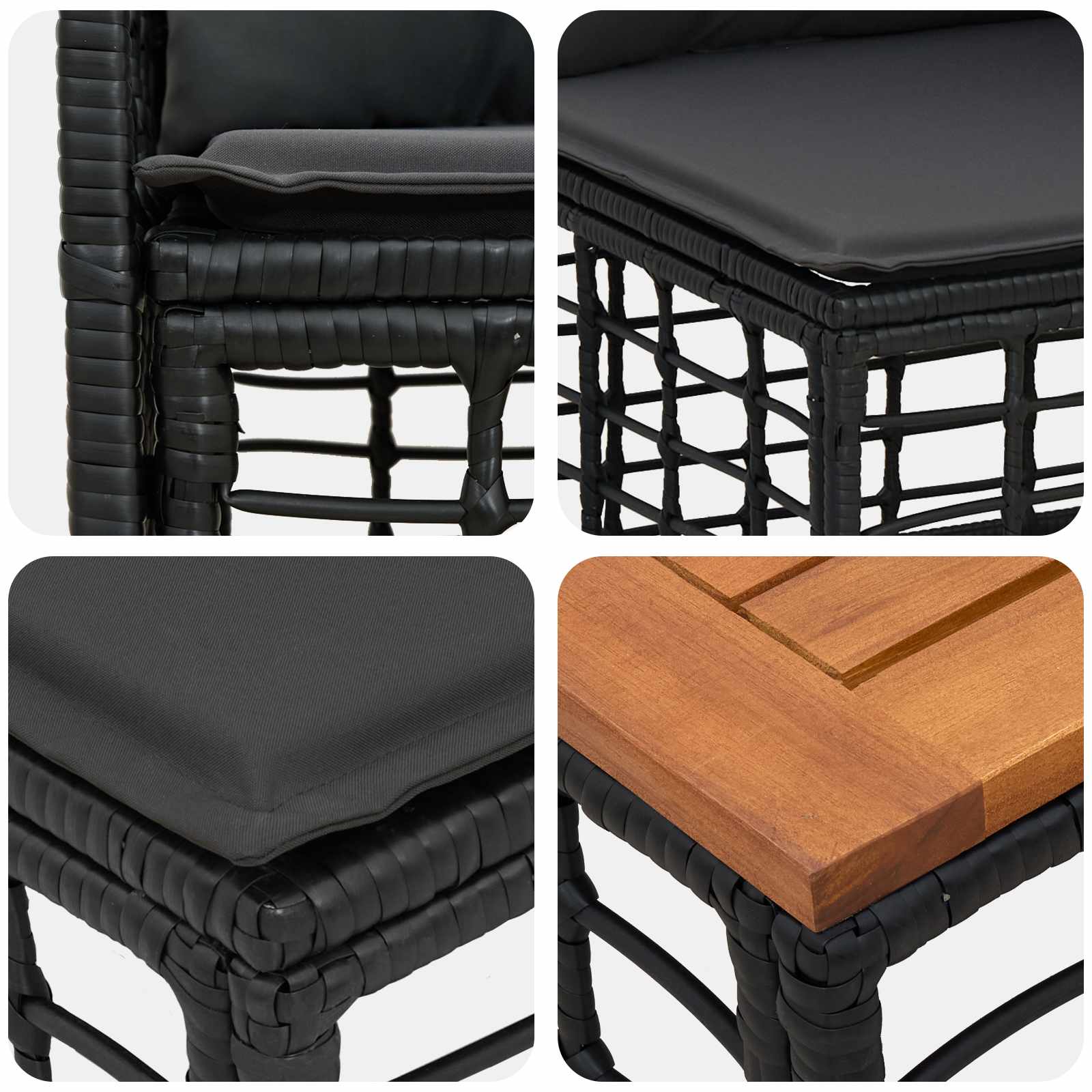 Outdoor-Sofagarnitur 7 pcs Schwarz und Dunkelgrau Polyester
