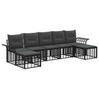Outdoor-Sofagarnitur 7 pcs Schwarz und Dunkelgrau Polyester