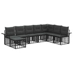 Outdoor-Sofagarnitur 8 pcs Schwarz und Dunkelgrau Polyester