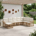 Outdoor-Sofagarnitur 8 pcs Natürlich und Cremweiß Polyester