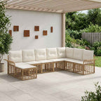 Outdoor-Sofagarnitur 8 pcs Natürlich und Cremweiß Polyester
