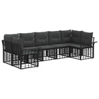 Outdoor-Sofagarnitur 7 pcs Schwarz und Dunkelgrau Polyester