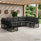 Outdoor-Sofagarnitur 9 pcs Schwarz und Dunkelgrau Polyester