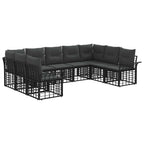 Outdoor-Sofagarnitur 9 pcs Schwarz und Dunkelgrau Polyester