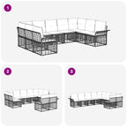 Outdoor-Sofagarnitur 9 pcs Schwarz und Dunkelgrau Polyester