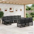 Outdoor-Sofagarnitur 9 pcs Schwarz und Dunkelgrau Polyester