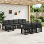 Outdoor-Sofagarnitur 10 pcs Schwarz und Dunkelgrau Polyester