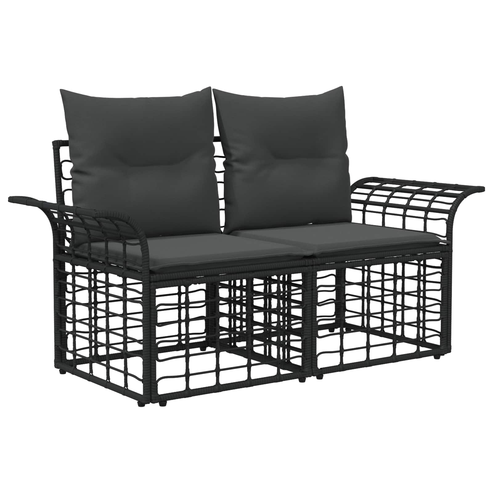 Outdoor-Sofagarnitur 12 pcs Schwarz und Dunkelgrau Polyester