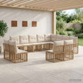 Outdoor-Sofagarnitur 12 pcs Natürlich und Cremweiß Polyester