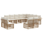 Outdoor-Sofagarnitur 12 pcs Natürlich und Cremweiß Polyester