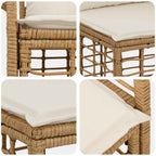 Outdoor-Sofagarnitur 11 pcs Natürlich und Cremweiß Polyester