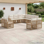 Outdoor-Sofagarnitur 11 pcs Natürlich und Cremweiß Polyester