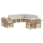 Outdoor-Sofagarnitur 11 pcs Natürlich und Cremweiß Polyester