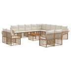 Outdoor-Sofagarnitur 14 pcs Natürlich und Cremweiß Polyester