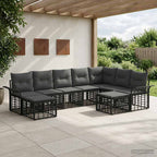 Outdoor-Sofagarnitur 9 pcs Schwarz und Dunkelgrau Polyester