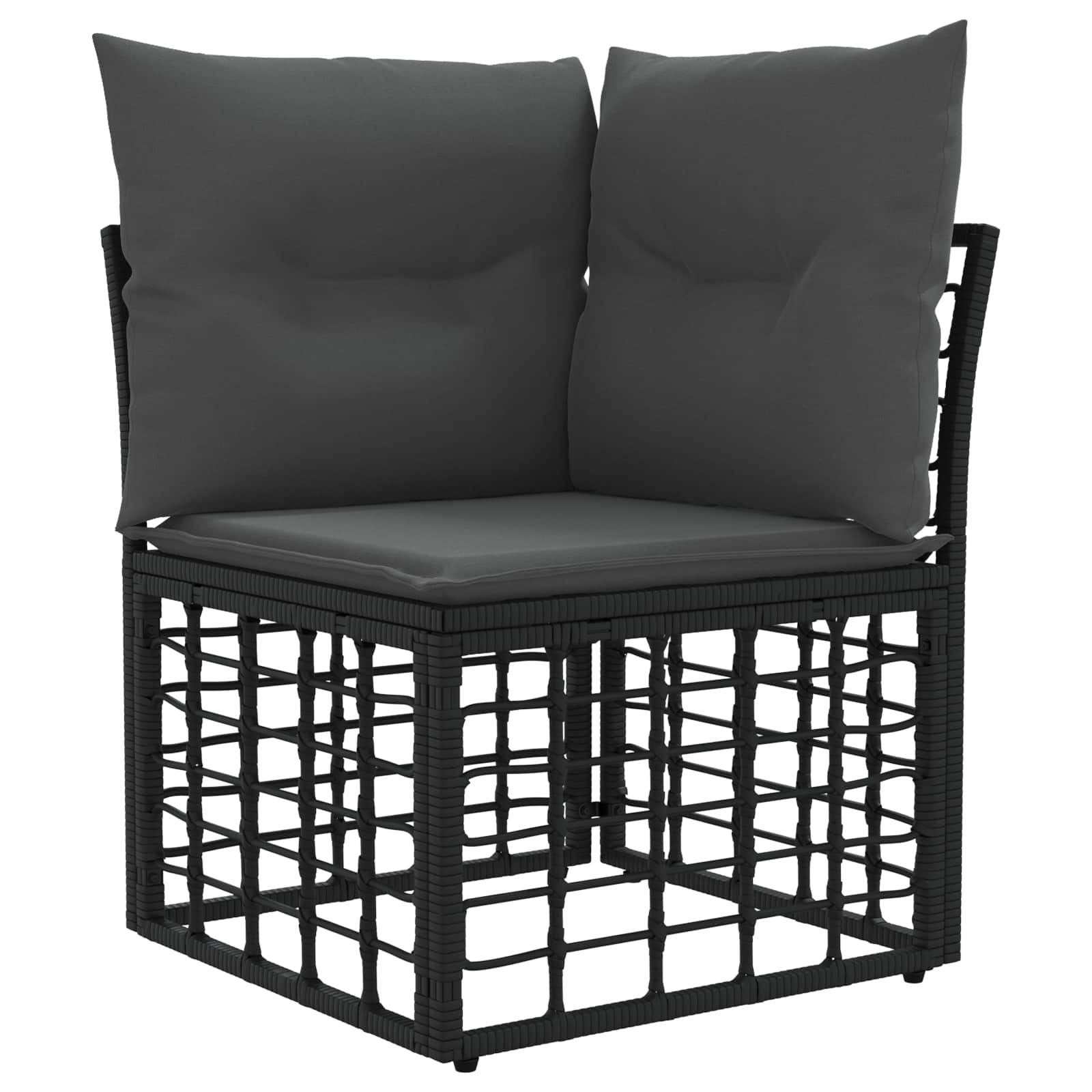 Outdoor-Sofagarnitur 9 pcs Schwarz und Dunkelgrau Polyester