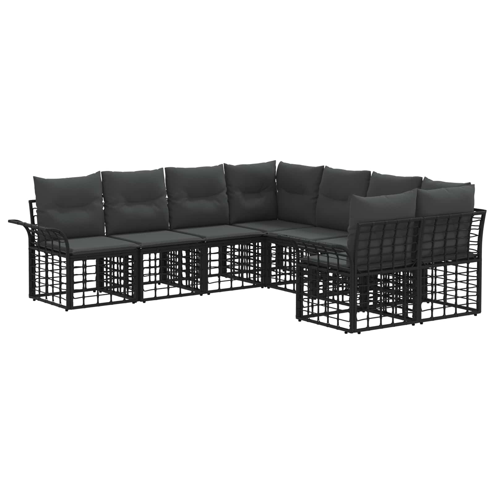 Outdoor-Sofagarnitur 8 pcs Schwarz und Dunkelgrau Polyester