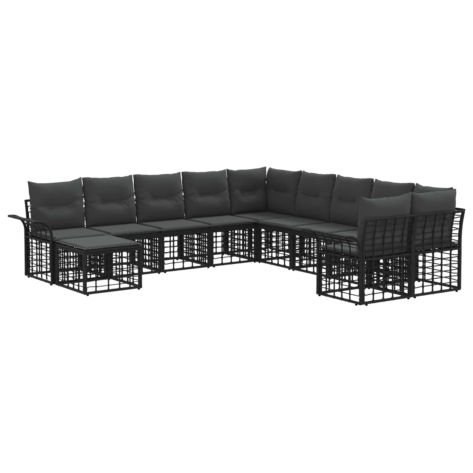 Outdoor-Sofagarnitur 11 pcs Schwarz und Dunkelgrau Polyester