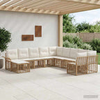 Outdoor-Sofagarnitur 11 pcs Natürlich und Cremweiß Polyester