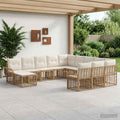 Gartensofa-set 12 pcs Natürlich und Cremweiß Poly-Rattan