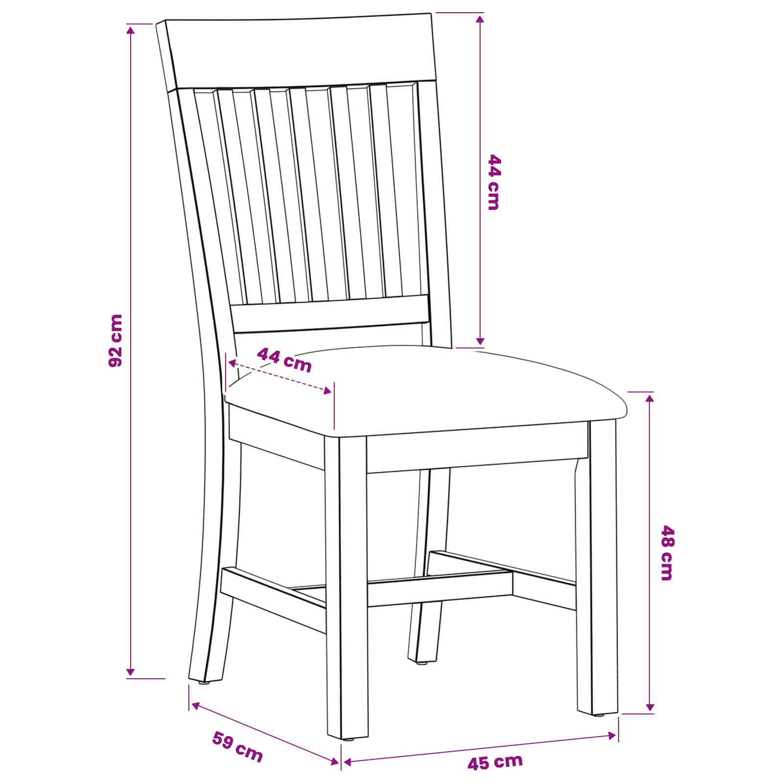 Esszimmerstuhl 2 pcs Massivholz Eiche Schwarz 45 x 59 x 92 cm