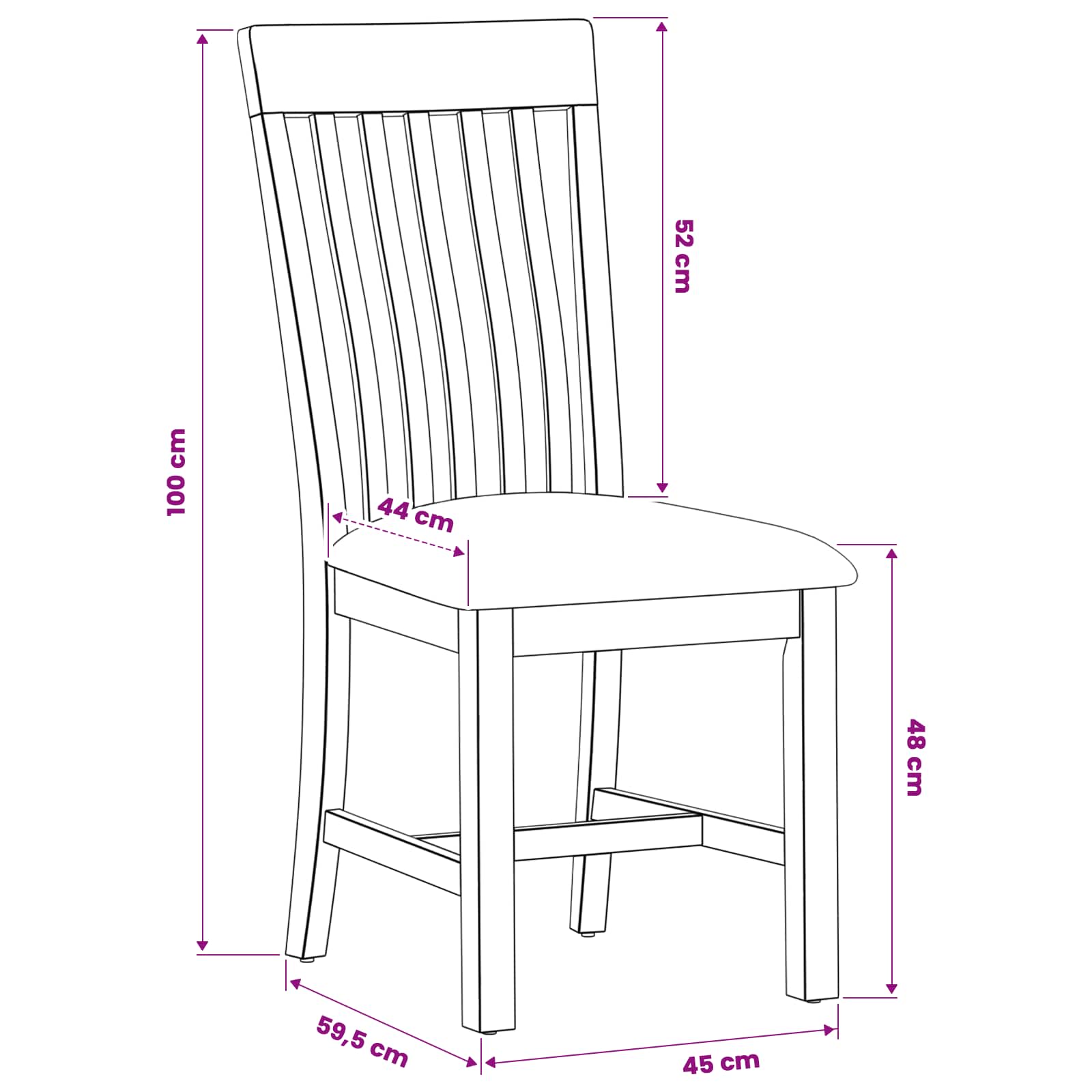 Esszimmerstuhl 2 pcs Massivholz Eiche Schwarz