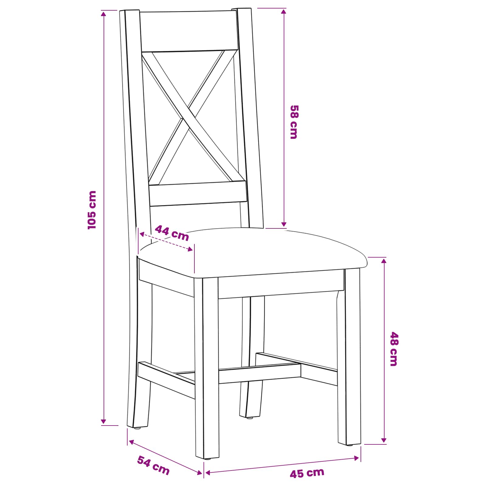 Esszimmerstuhl 2 pcs Massivholz Eiche Grau 45 x 54 x 105 cm