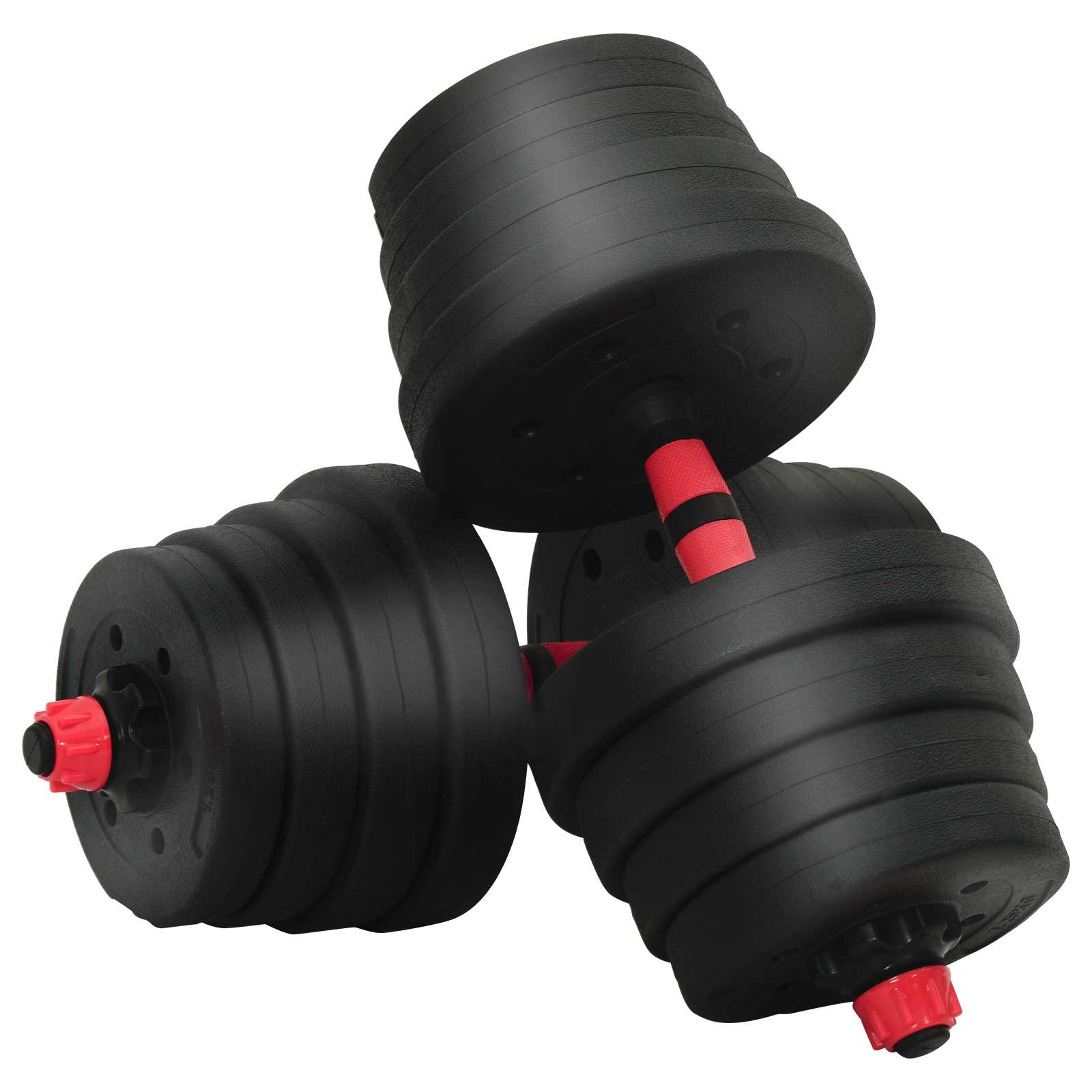 4-in-1 Hantelset 40kg Schwarz und Rot Zement und Eisensand