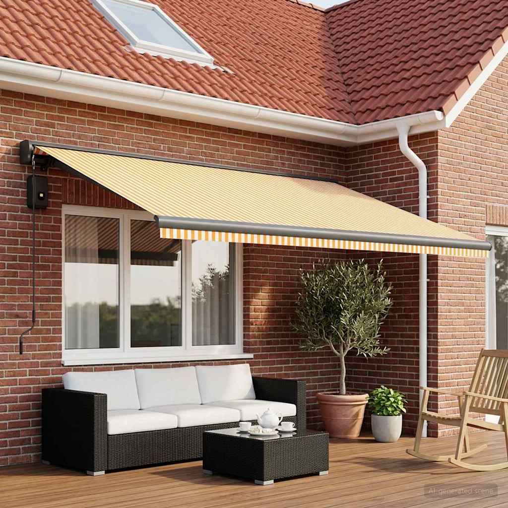 Markisenersatzstoff Gelb und Weiß 450 x 300 cm Polyester